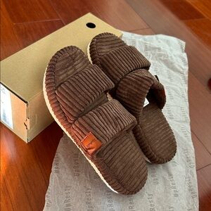 Cozy Brown Corduroy Slippers